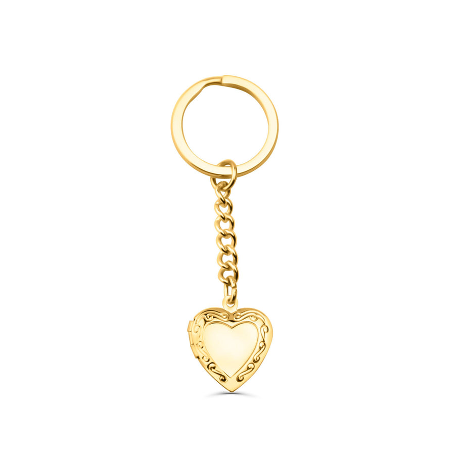 Gold Vintage Heart Locket Keychain