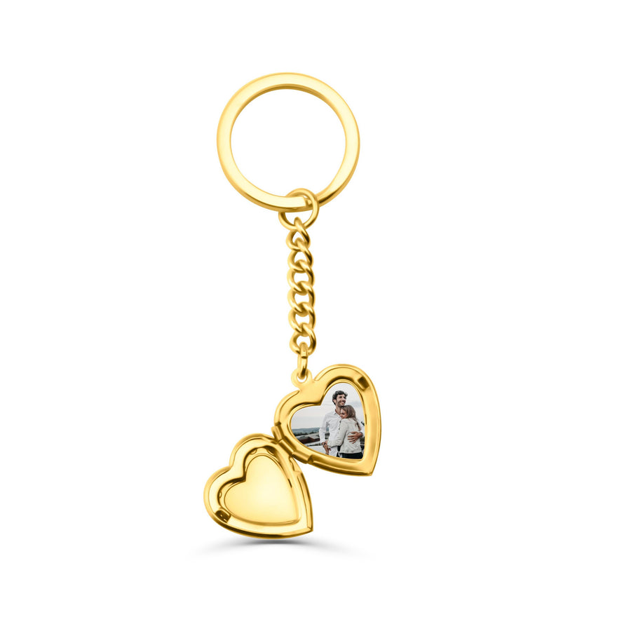Gold Vintage Heart Locket Keychain
