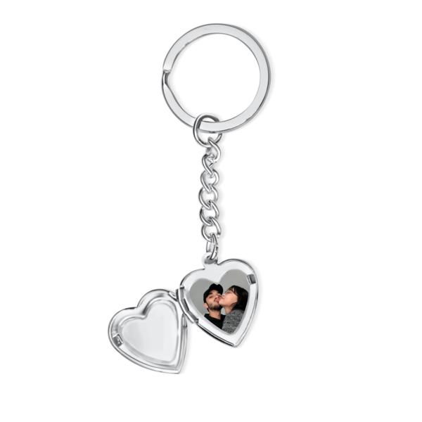 Silver Vintage Heart Locket Keychain